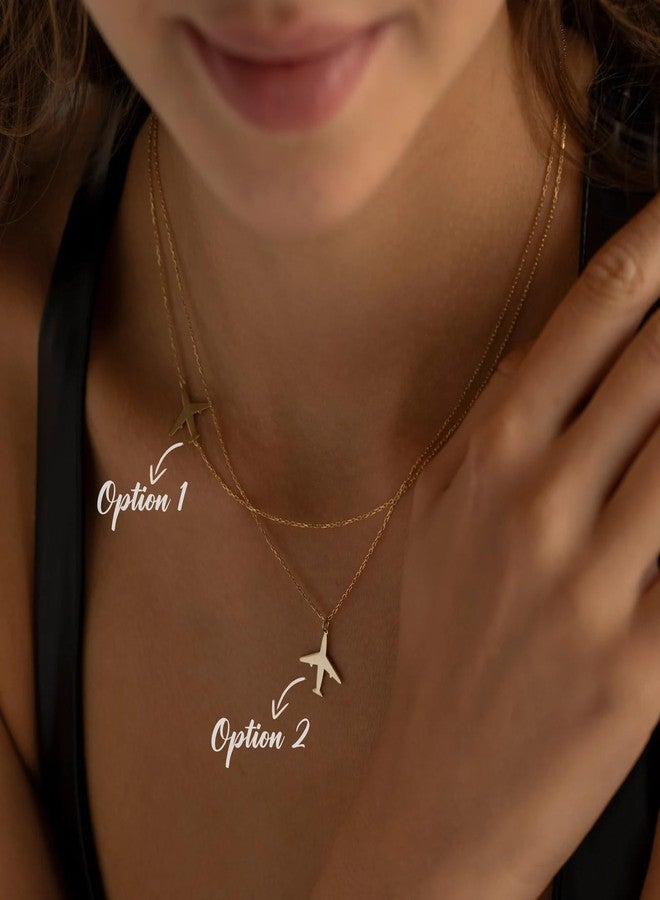 Kyerlyn Gold Necklace for Women, Dainty Airplane Sideways Necklace 14K Gold Plated Trendy Adjustable Chain Simple Cute Choker Everyday Jewelry Gifts - Image 3